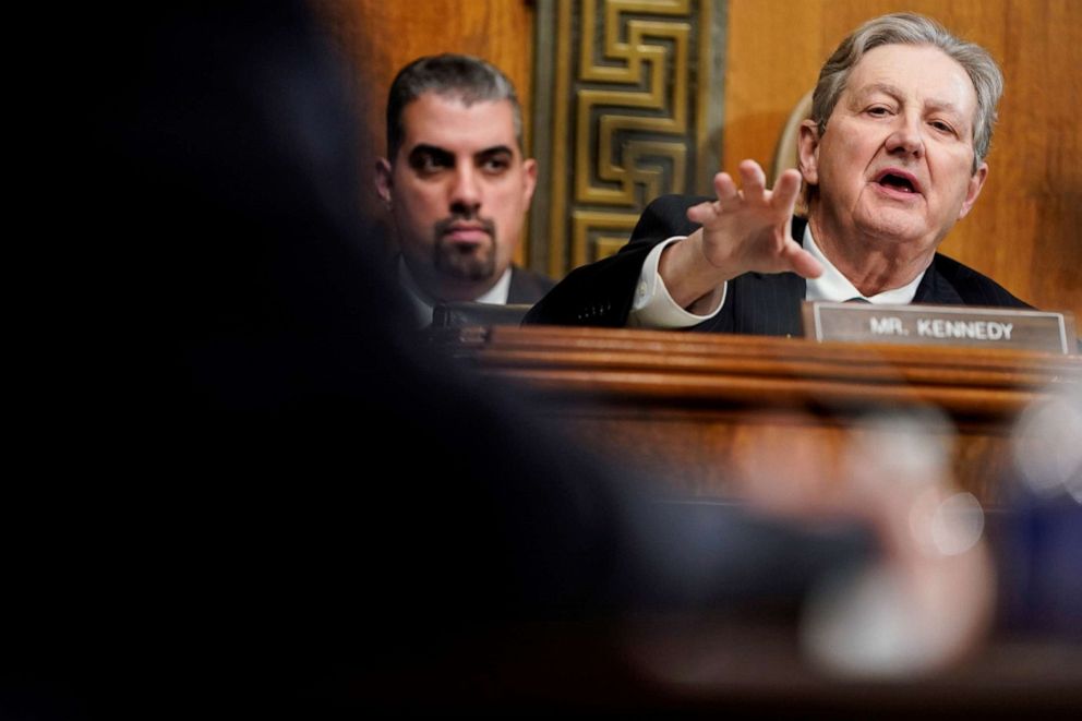 PHOTO: Sen. John Kennedy, R-La., questions judicial nominees during a hearing before the Senate Judiciary Committee on Capitol Hill in Washington, Dec. 4, 2019.