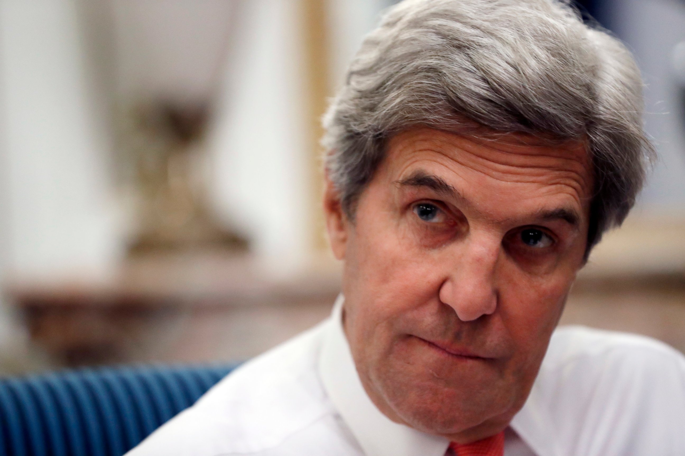 PHOTO: In this Jan. 15, 2017 file photo, U.S Secretary of State John Kerry speaks with the media after attending the Mideast peace conference in Paris.