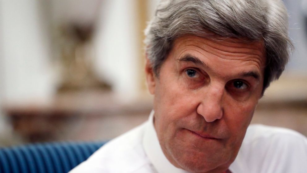 In this Jan. 15, 2017 file photo, U.S Secretary of State John Kerry speaks with the media after attending the Mideast peace conference in Paris.