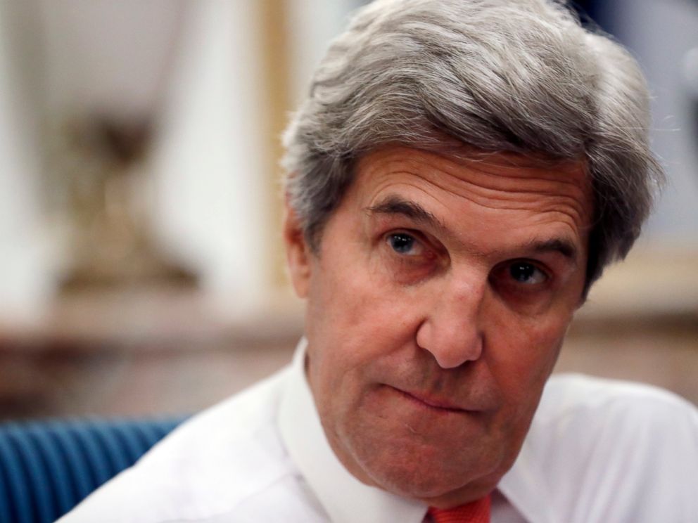 PHOTO: In this Jan. 15, 2017 file photo, U.S Secretary of State John Kerry speaks with the media after attending the Mideast peace conference in Paris.