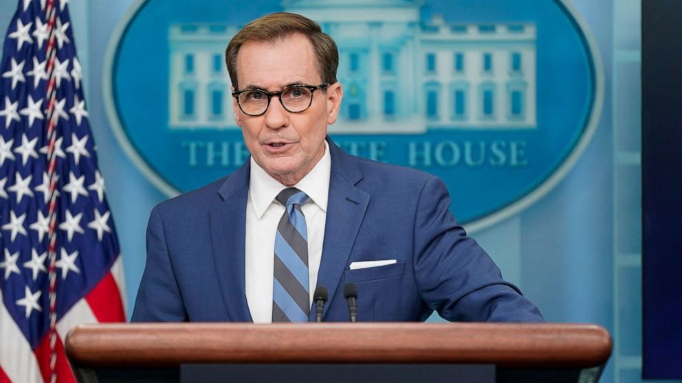 PHOTO: National Security Council spokesman John Kirby speaks during a press briefing at the White House, on Nov. 28, 2022, in Washington, D.C.