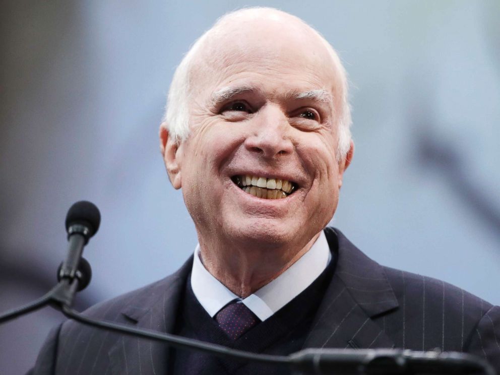 PHOTO: Sen. John McCain, R-Ariz., receives the Liberty Medal from the National Constitution Center in Philadelphia, Oct. 16, 2017. 