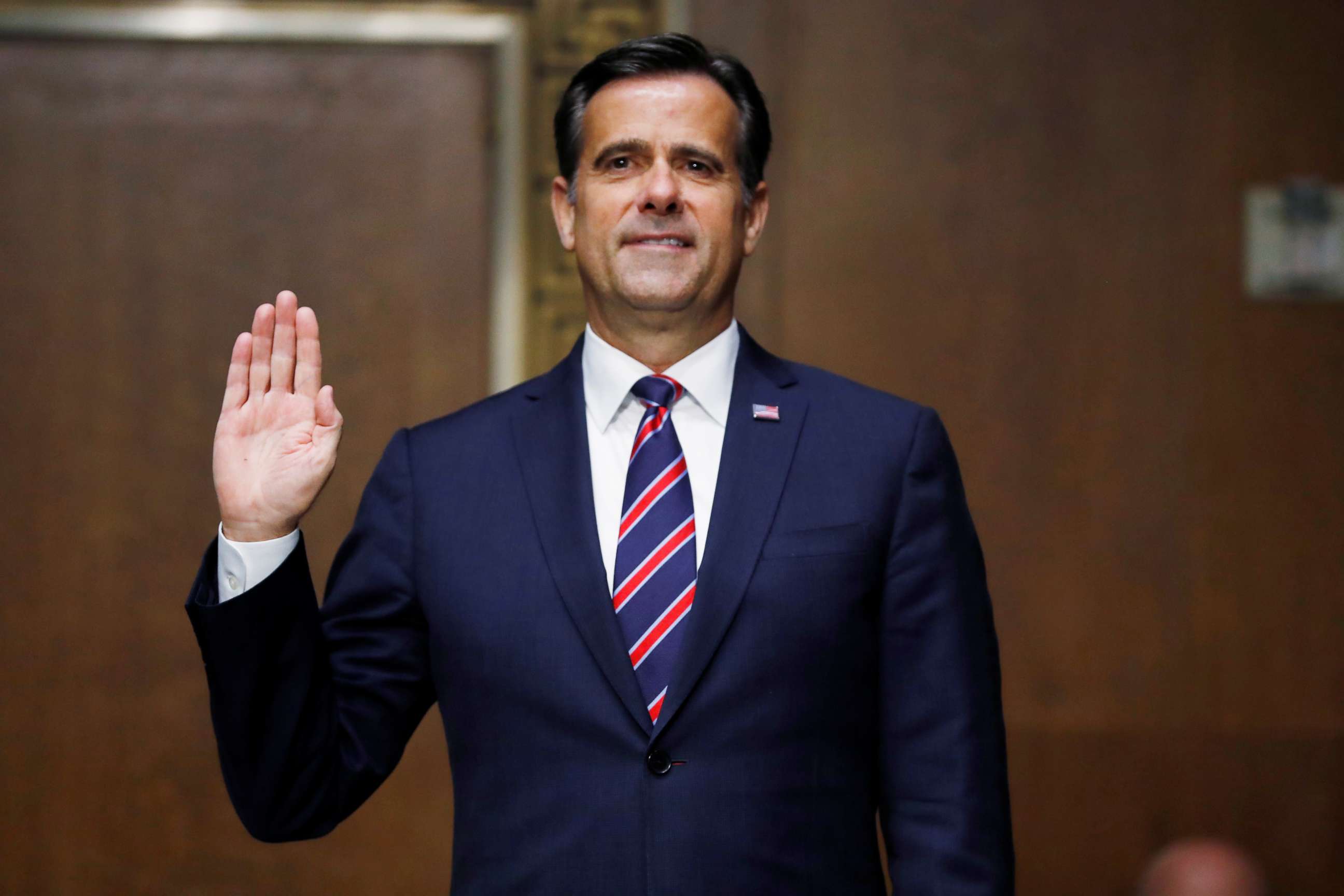 PHOTO: Rep. John Ratcliffe is sworn in before a Senate Intelligence Committee nomination hearing on Capitol Hill in Washington, May 5, 2020.