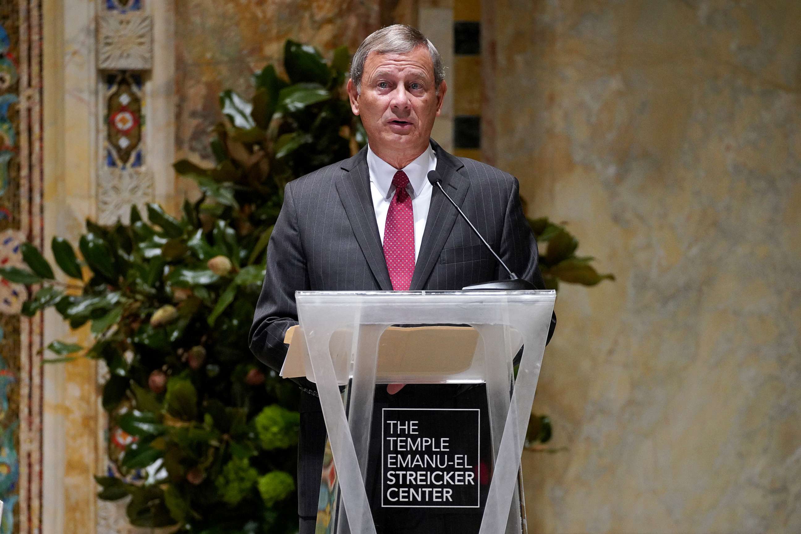 PHOTO: Chief Justice of the United States John G. Roberts Jr. speaks onstage during "A Conversation With Chief Justice Of The United States" at Temple Emanu-El on Sept. 24, 2019, in New York City.