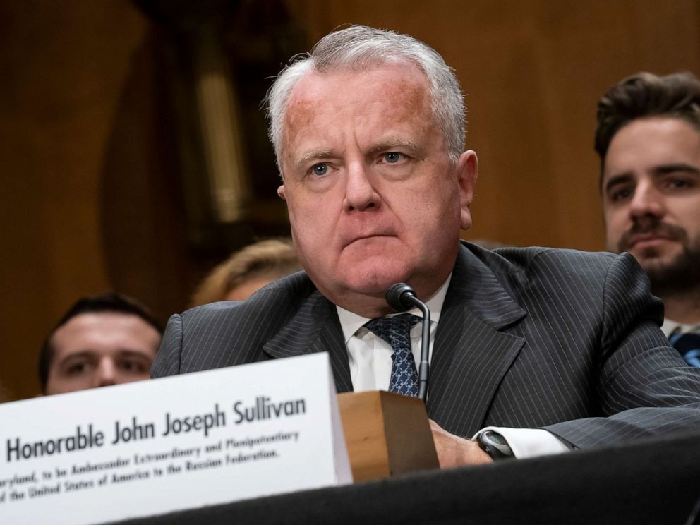PHOTO: Deputy Secretary of State John Sullivan appears before the Senate Foreign Relations Committee for his confirmation hearing to be the new U.S. ambassador to Russia, on Capitol Hill in Washington, Oct. 30, 2019.