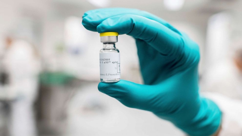PHOTO: This July 2020 photo provided by Johnson & Johnson shows a vial of the COVID-19 vaccine in Belgium.