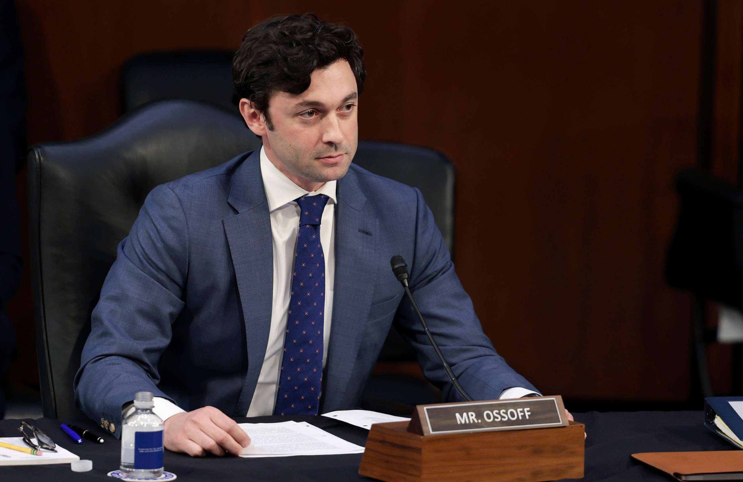 PHOTO: Sen. Jon Ossoff delivers remarks during the Senate Judiciary Committee hearing on Capitol Hill, March 21, 2022 in Washington, D.C. 