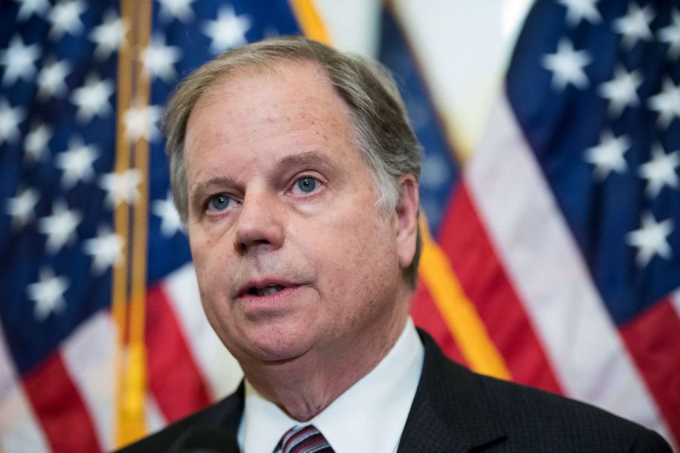 PHOTO: Sen. Doug Jones, D-Ala., holds a news conference to call for a vote on the "FUTURE Act" at the Capitol, Nov. 6, 2019.
