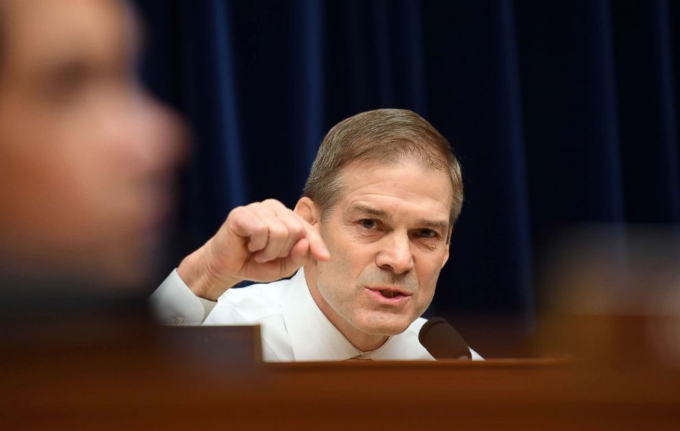 PHOTO: House Oversight and Reform Committee Ranking Member Jim Jordan questions Michael Cohen during the House Committee on Oversight and Reform hearing, Feb. 27, 2019 in Washington, D.C.