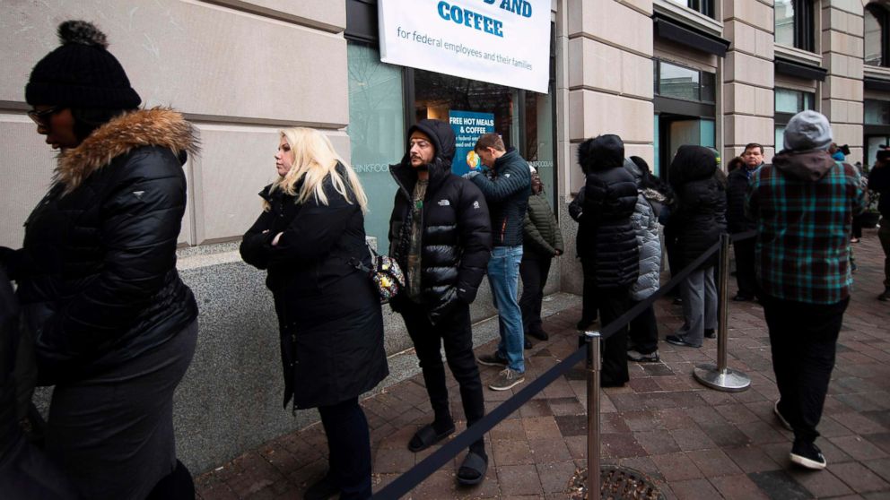 Federal Workers Line Up For Free Meals Visit Food Banks As