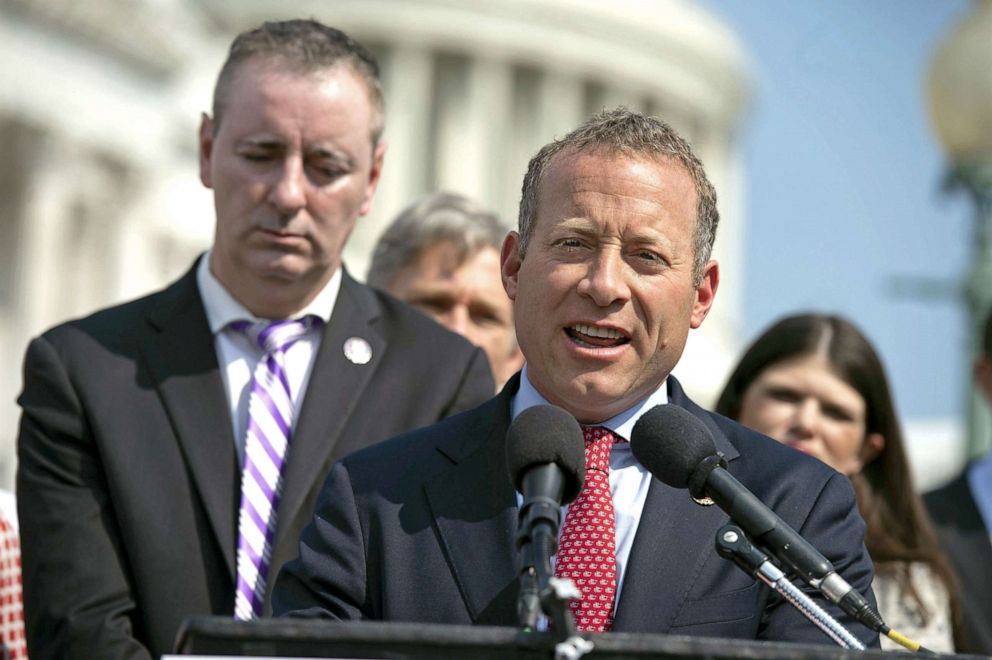 PHOTO: Rep. Josh Gottheimer and other members of the Problem Solvers Caucus hold a news conference to show support for their bipartisan infrastructure bill at the U.S. Capitol in Washington, D.C., July 30, 2021.