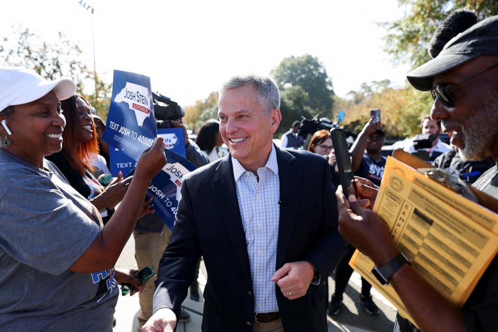 PHOTO: Incumbent Attorney General of North Carolina and Democratic candidate for North Carolina governor Josh Stein visits the Chavis Community Center, on Election Day in the 2024 U.S. presidential election, in Raleigh, North Carolina, Nov. 5, 2024. 