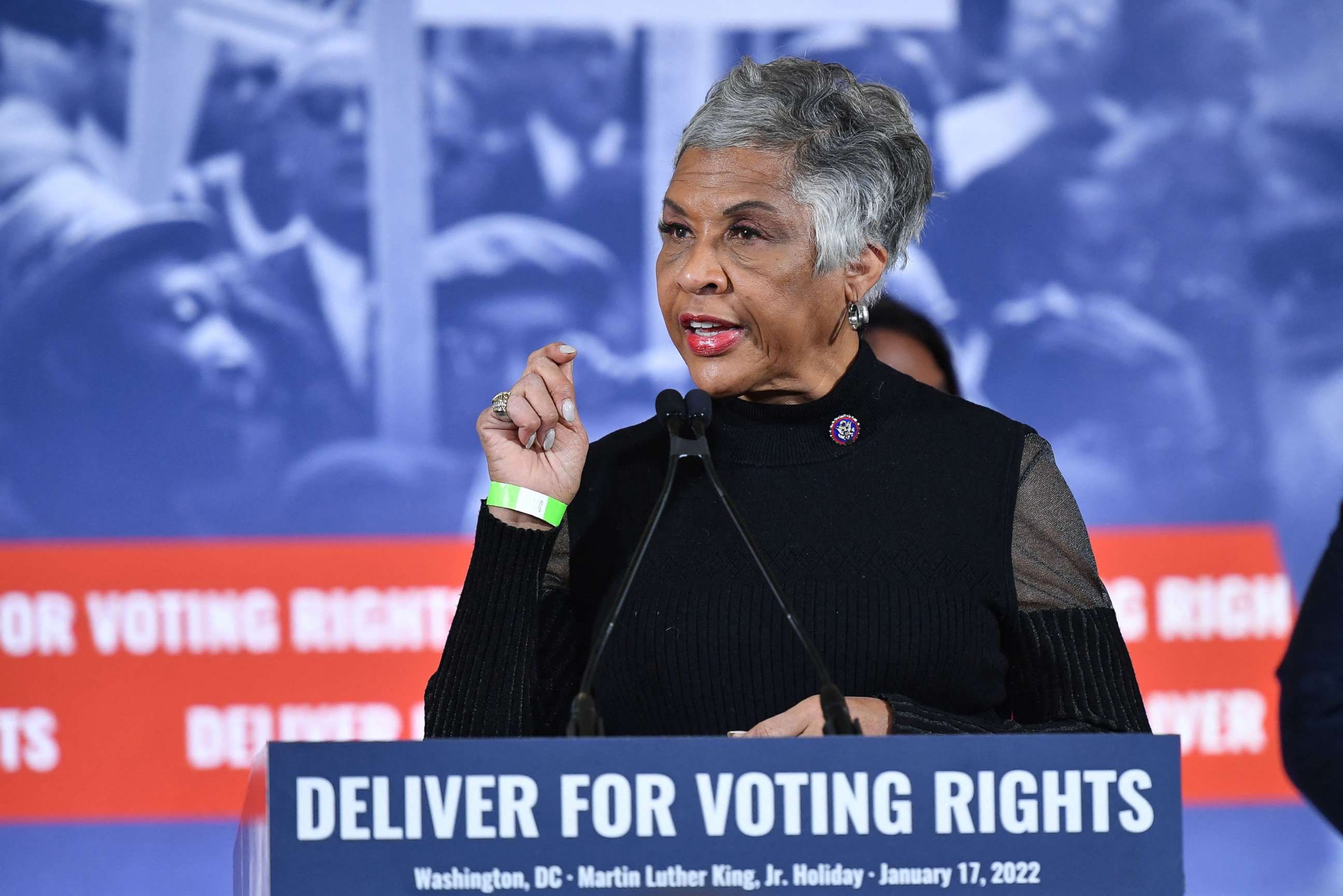 PHOTO: In this Jan. 17, 2022, file photo, Rep. Joyce Beatty, chairwoman of the Congressional Black Caucus, speaks in Washington, D.C.