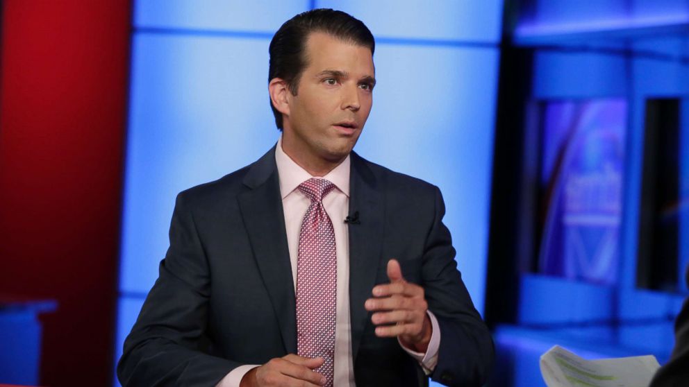 Donald Trump Jr. appears on "The Sean Hannity Show" in New York, July 11, 2017. A Russian-American lobbyist says he attended a June 2016 meeting with President Donald Trump's son, marking another shift in the account of a discussion that was billed as part of a Russian government effort to help the Republican's White House campaign.