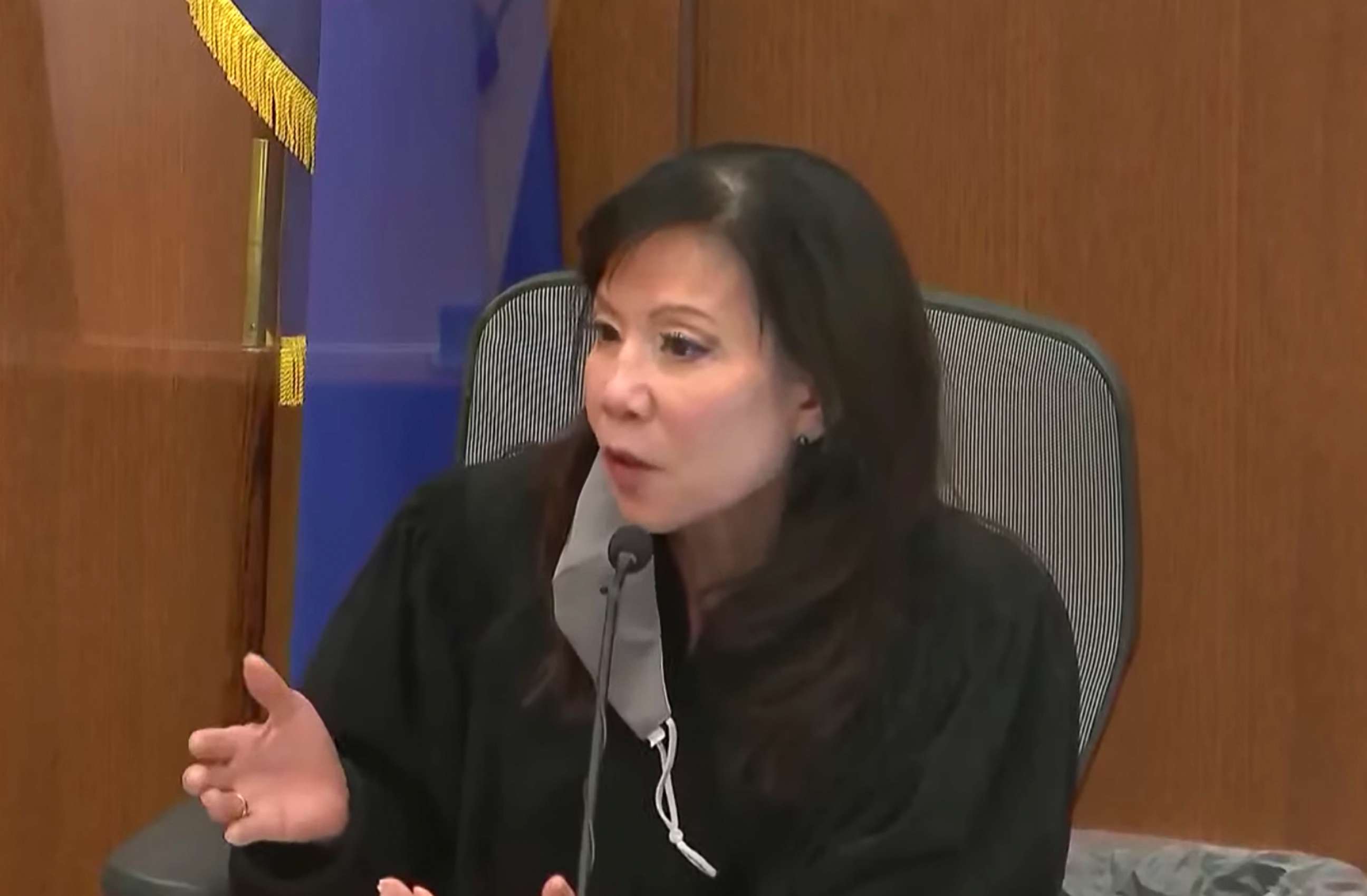 PHOTO: In this screen grab from video, Hennepin County Judge Regina Chu presides over jury selection Friday, Dec. 3, 2021, in the trial of former Brooklyn Center police Officer Kim Potter at the Hennepin County Courthouse in Minneapolis, Minn.  
