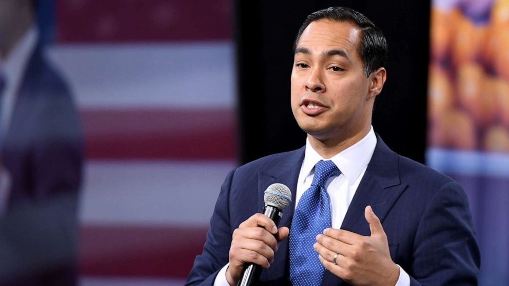 PHOTO: Democratic presidential candidate Julian Castro speaks at a forum in Las Vegas on April 27, 2019.