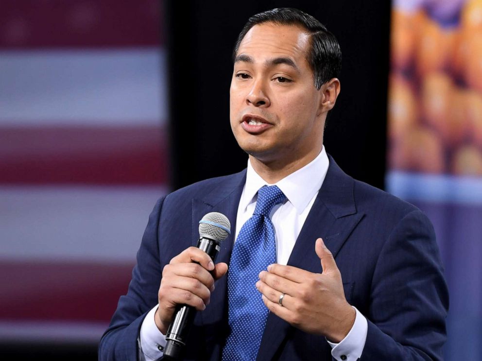 PHOTO: Democratic presidential candidate Julian Castro speaks at a forum in Las Vegas on April 27, 2019.