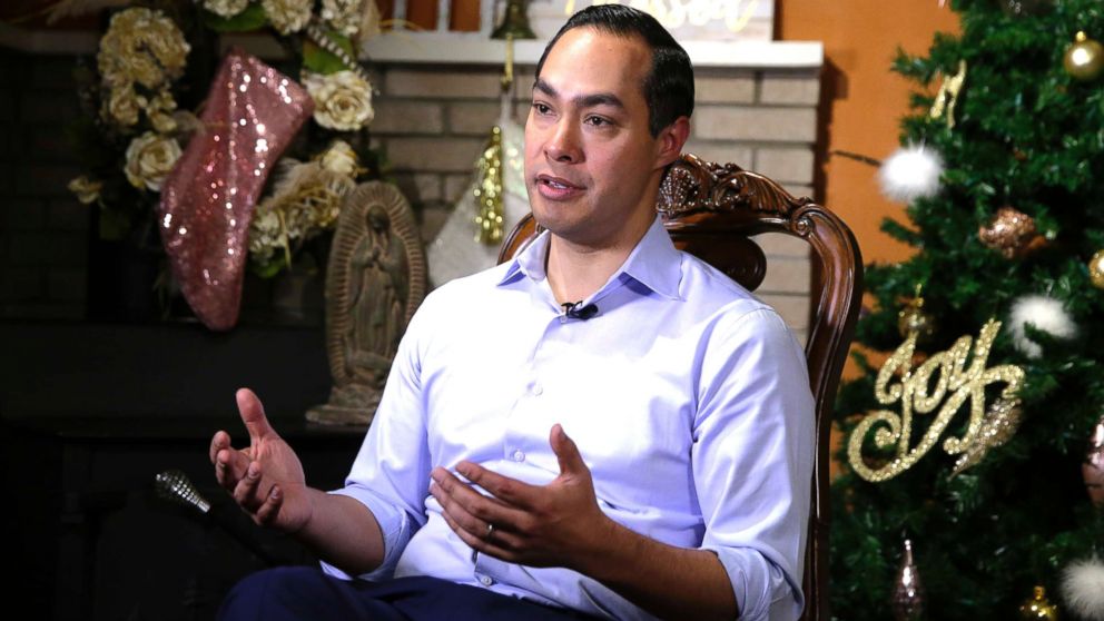 PHOTO: Democrat Julian Castro talks about exploring the possibility of running for president in 2020, at his home in San Antonio, Dec. 11, 2018.