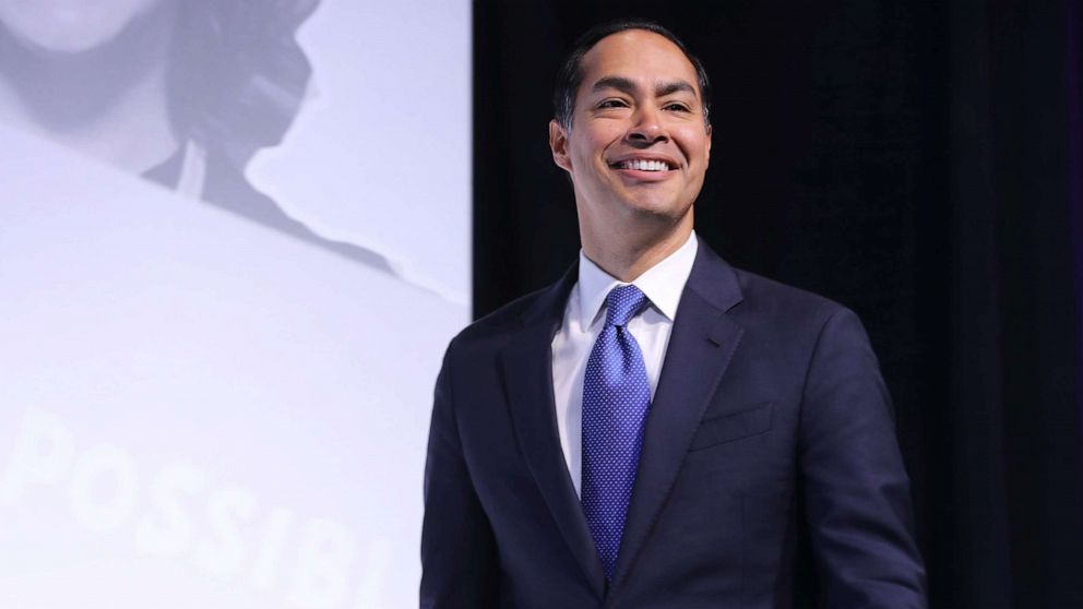 PHOTO: Democratic presidential candidate and former housing secretary Julian Castro takes the stage during an event in Washington, D.C., Oct. 28, 2019.