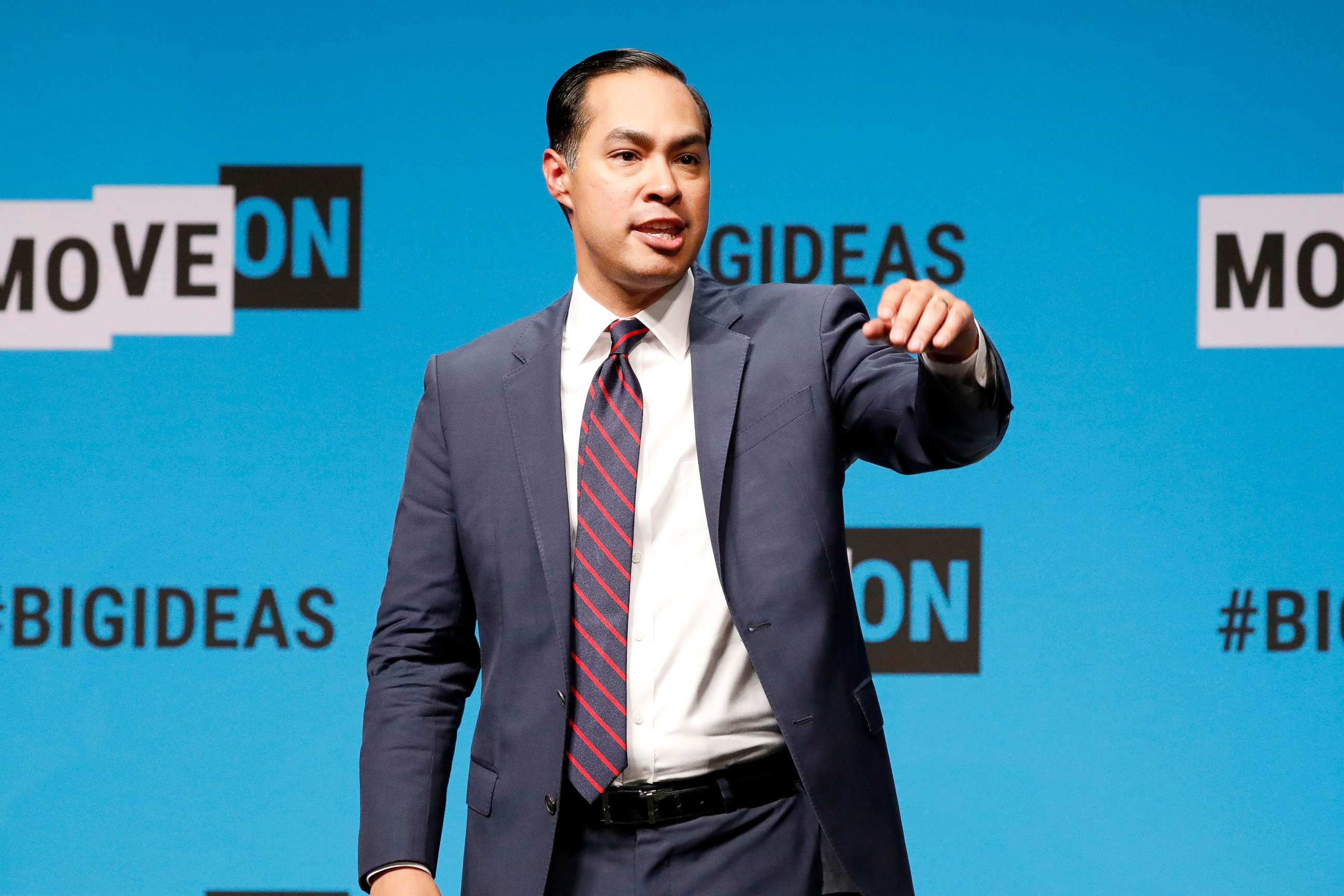 PHOTO: Julian Castro speaks onstage at the MoveOn Big Ideas Forum at The Warfield Theatre, June 1, 2019, in San Francisco.
