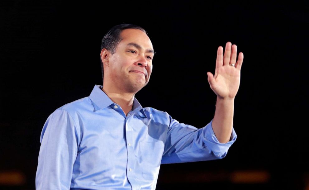 PHOTO: Julian Castro, former Secretary of Housing and Urban Development, speaks at a campaign an an event in Las Vegas, Feb. 21, 2020.