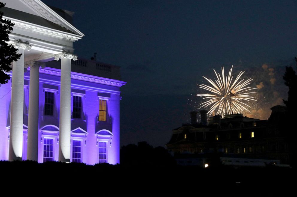 PHOTO: The Independence Day fireworks are seen near the White House in Washington, D.C., July 4, 2020. 