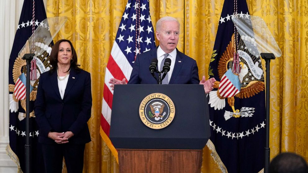 PHOTO:President Joe Biden speaks during an event to mark the passage of the Juneteenth National Independence Day Act, in the East Room of the White House, June 17, 2021.
