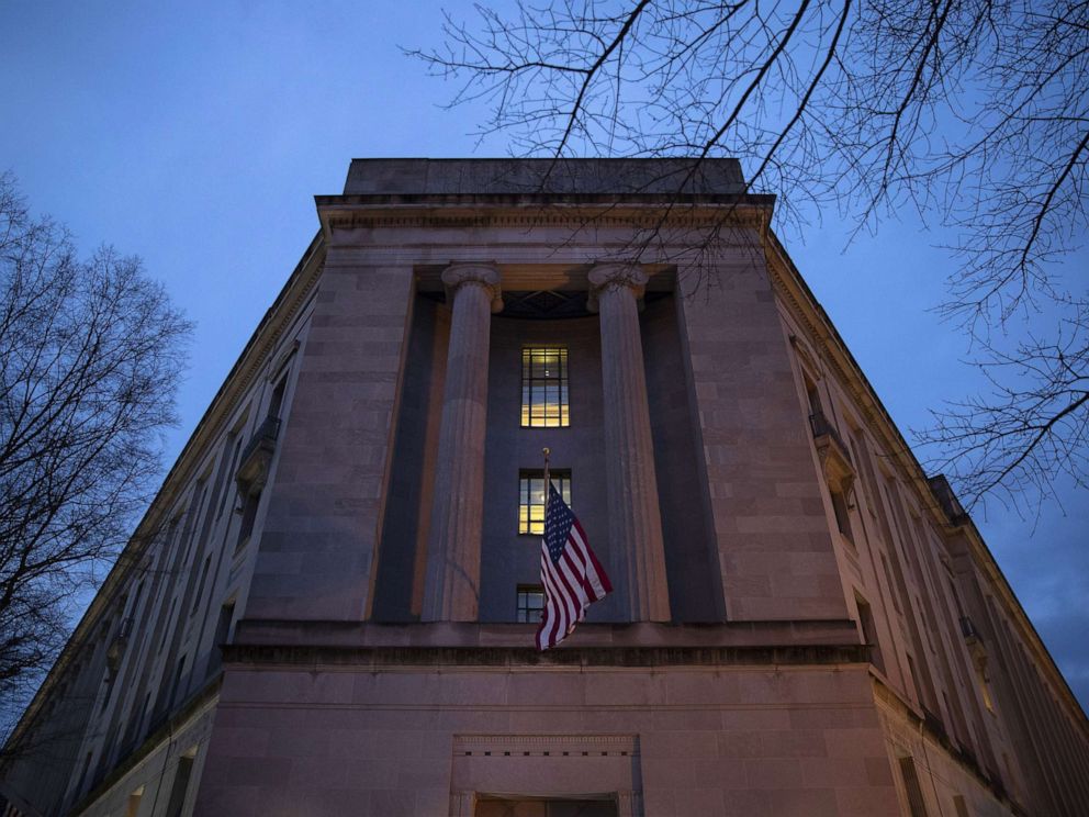 PHOTO: The Department of Justice stands in the early hours of March 22, 2019 in Washington, D.C.