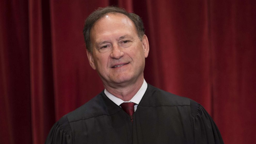 PHOTO: Supreme Court Associate Justice Samuel Alito Jr., stands for an official photo with other members of the US Supreme Court in the Supreme Court in Washington, D.C, June 1, 2017.