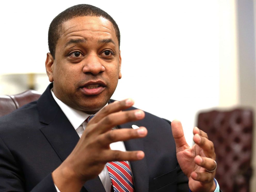   PHOTO: Virginia's Lieutenant Governor, Justin Fairfax, speaking at an interview in his Capitol office in Richmond, Virginia on February 2, 2019. 