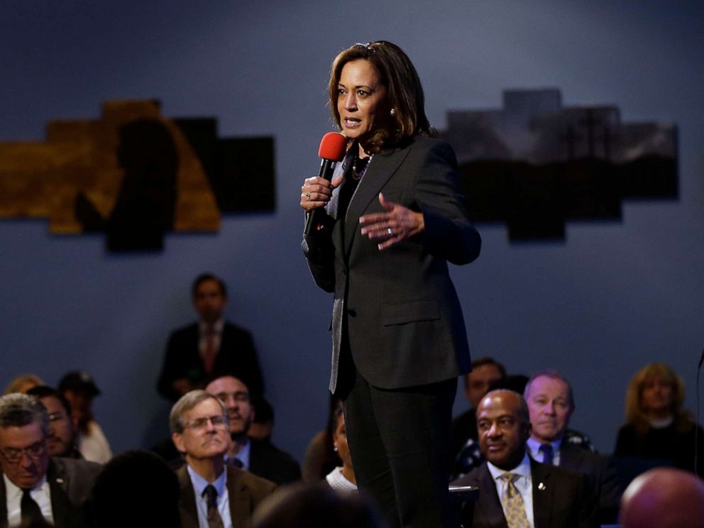 PHOTO: Sen. Kamala Harris speaks at a a town hall meeting in Sacramento, Calif., April 5, 2018.