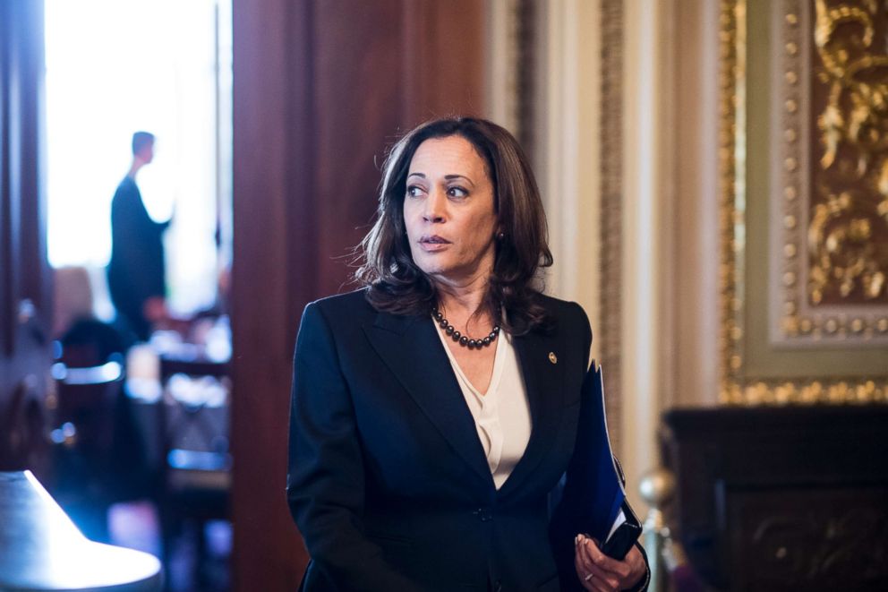 PHOTO: Sen. Kamala Harris leaves the Senate Democrats' policy lunch, Oct. 10, 2018.