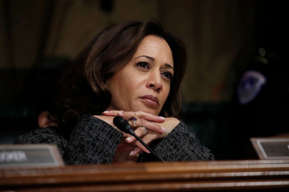 PHOTO: Sen. Kamala Harris listens as Christine Blasey Ford testifies before the Senate Judiciary Committee on Capitol Hill in Washington, Sept. 27, 2018.