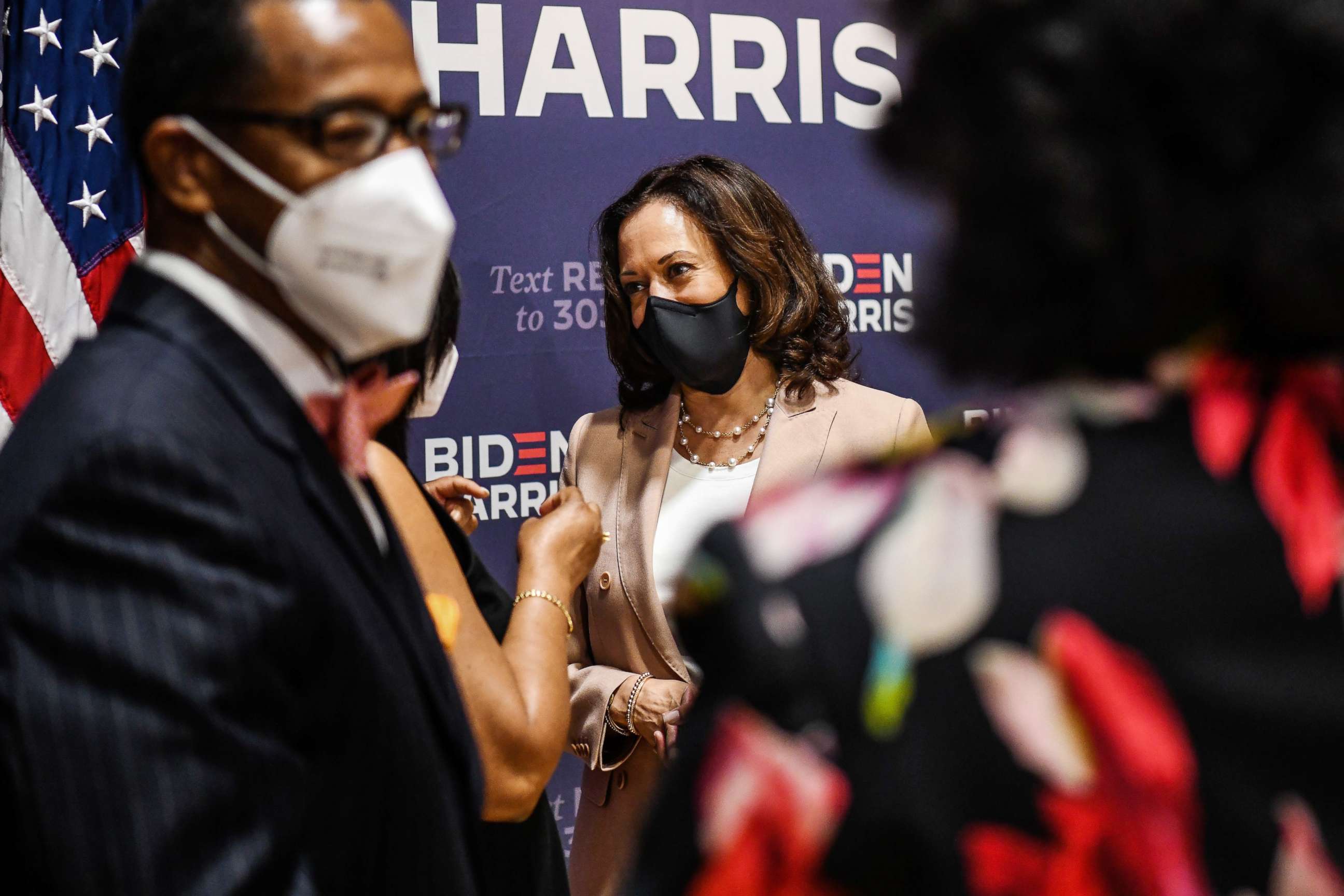 PHOTO: Democratic vice presidential nominee Sen. Kamala Harris attends a Community Conversation with African-American Leaders at Florida Memorial University in Miami Gardens,Fla.,  Sept. 10, 2020. 