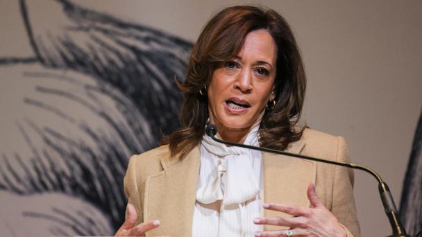 Former Vice President Kamala Harris speaks at the Leading Women Defined Summit, April 3, 2025 in Dana Point, Ca.