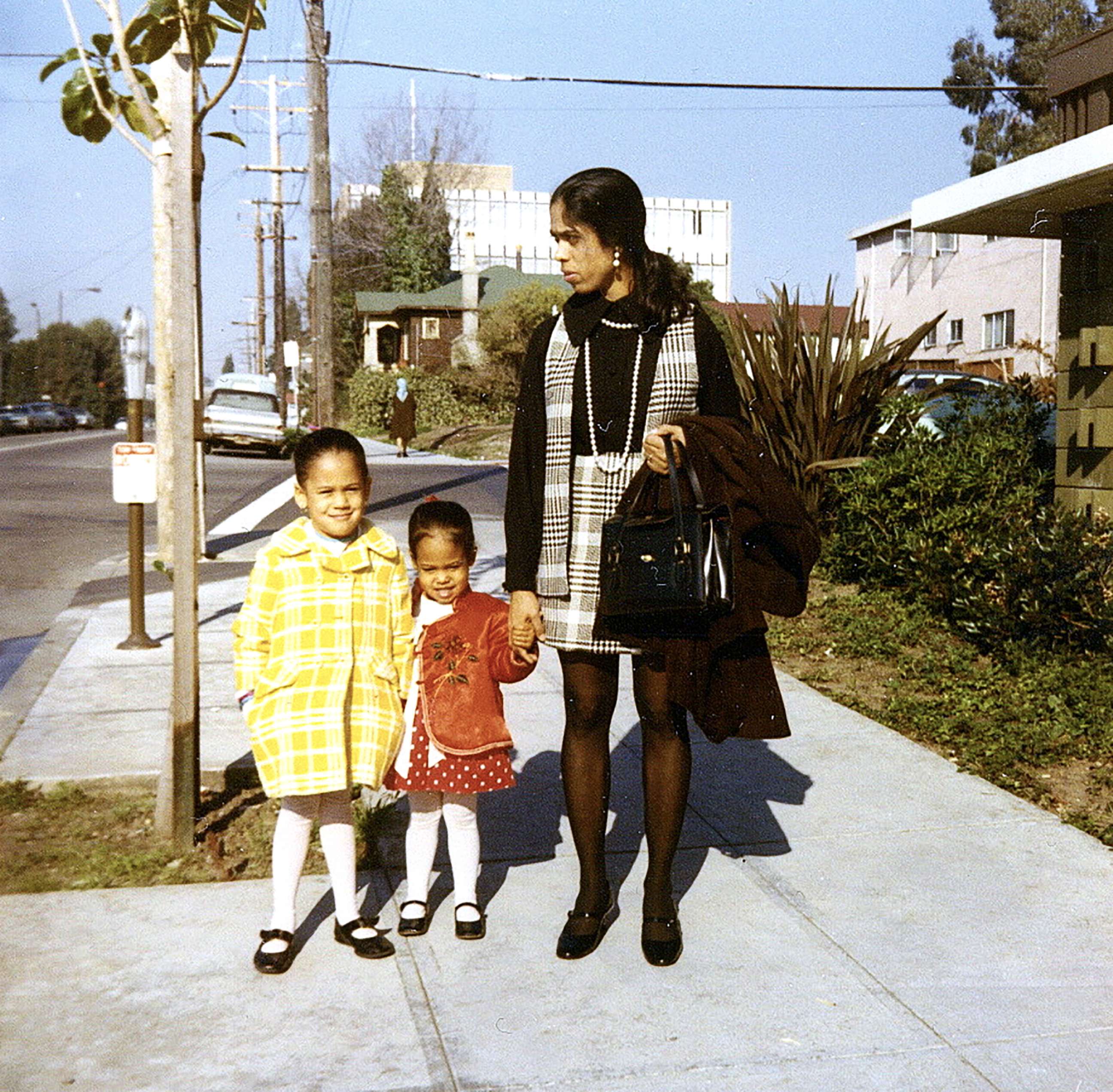 PHOTO: Sen. Kamala Harris (left) pictured with sister Maya and Mother Shymala. Undated photo. 