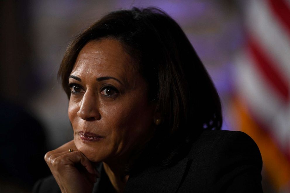 PHOTO: Democratic presidential candidate, Sen. Kamala Harris, D-Calif., speaks during a town hall at the Eastern State Penitentiary on Oct. 28, 2019, in Philadelphia.