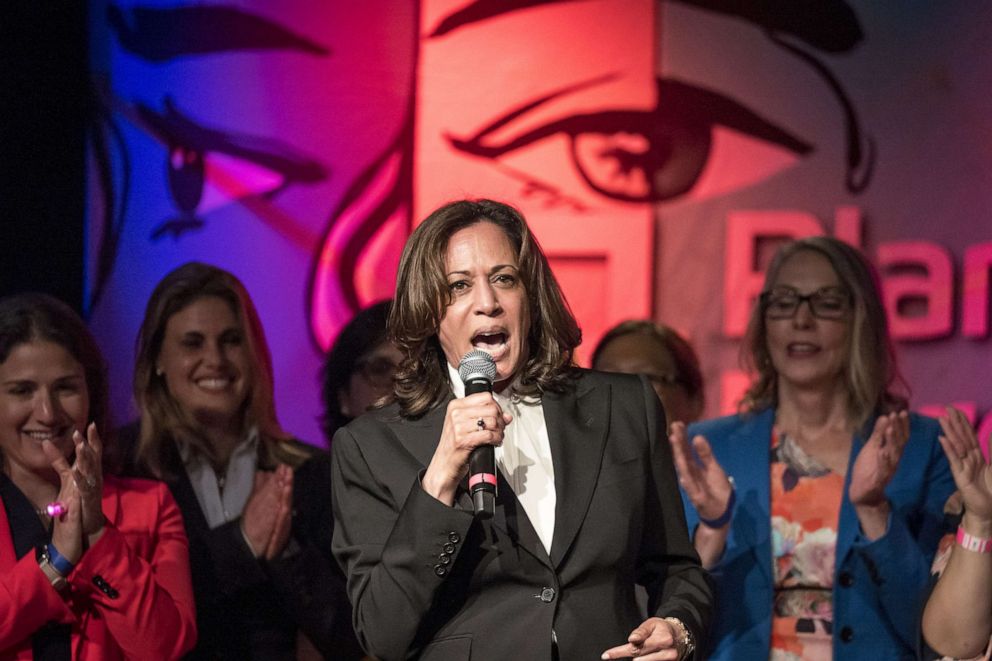 PHOTO: Sen. Kamala Harris speaks during a Planned Parenthood event in San Francisco, May 31, 2019.