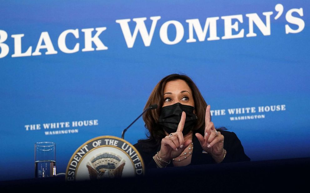 Vice President Kamala Harris holds a roundtable on Black maternal health at the White House on April 13, 2021. 