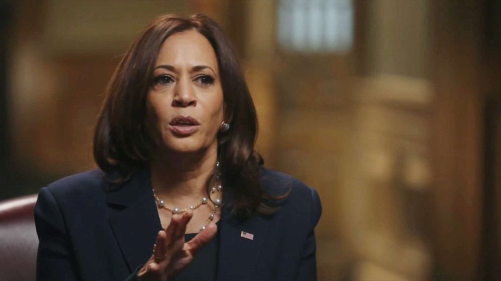 PHOTO: Vice President-elect Kamala Harris speaks with ABC News' Robin Roberts on Dec. 15, 2020.