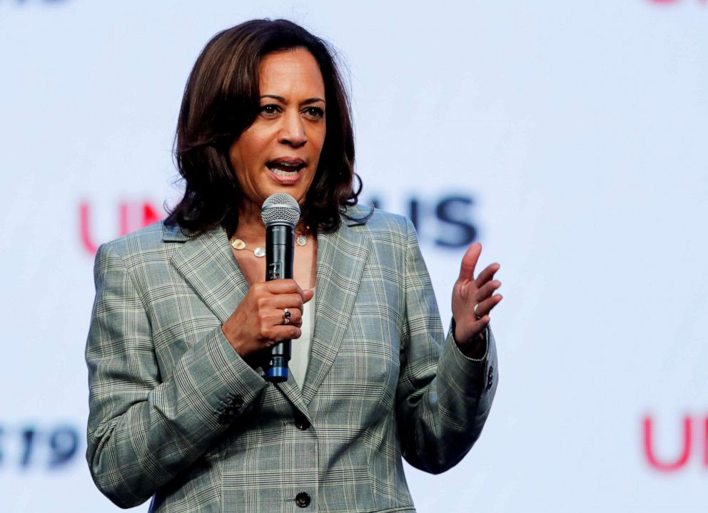 PHOTO: Democratic 2020 presidential candidate and U.S. Senator Kamala Harris speaks at the UnidosUS Annual Conference, in San Diego, Aug. 5, 2019.