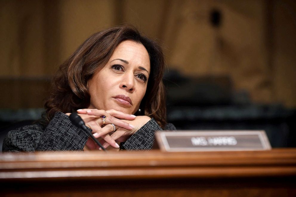 PHOTO: Sen. Kamala Harris listens to Christine Blasey Ford testifying before the US Senate Judiciary Committee on Capitol Hill in Washington,  Sept. 27, 2018. 