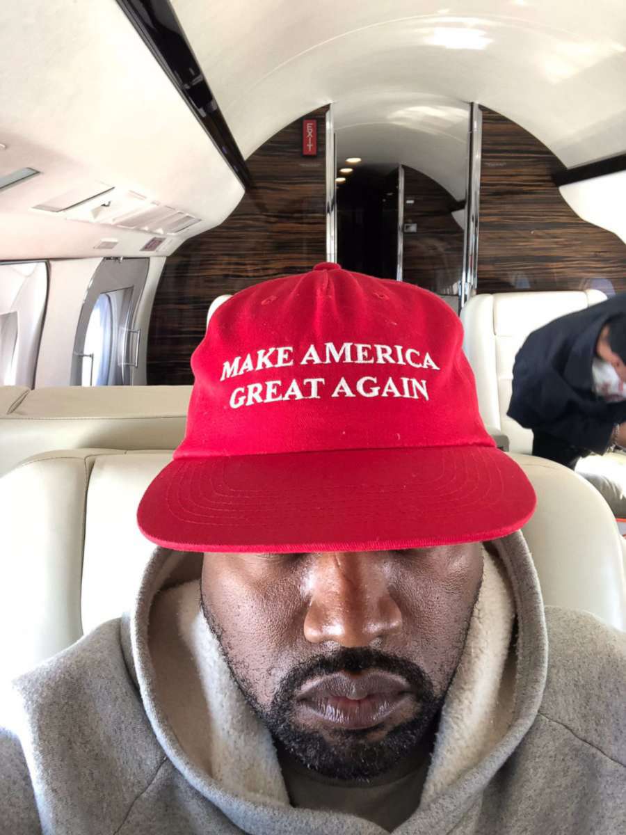 PHOTO: Kanye West posted this photo of himself wearing a hat saying "Make America Great Again" to his Twitter account, Sept. 30, 2018.