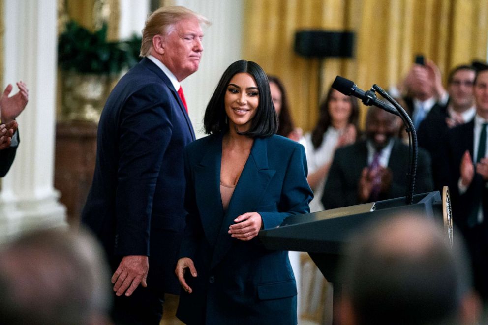 PHOTO: Kim Kardashian West arrives to speak during an event on second chance hiring and criminal justice reform in the East Room of the White House in Washington, June 13, 2019.