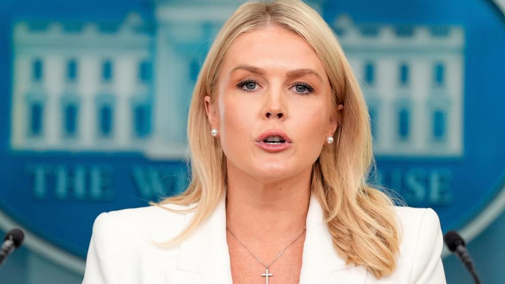 PHOTO: White House press secretary Karoline Leavitt speaks during a press briefing at the White House in Washington, June 26, 2025.
