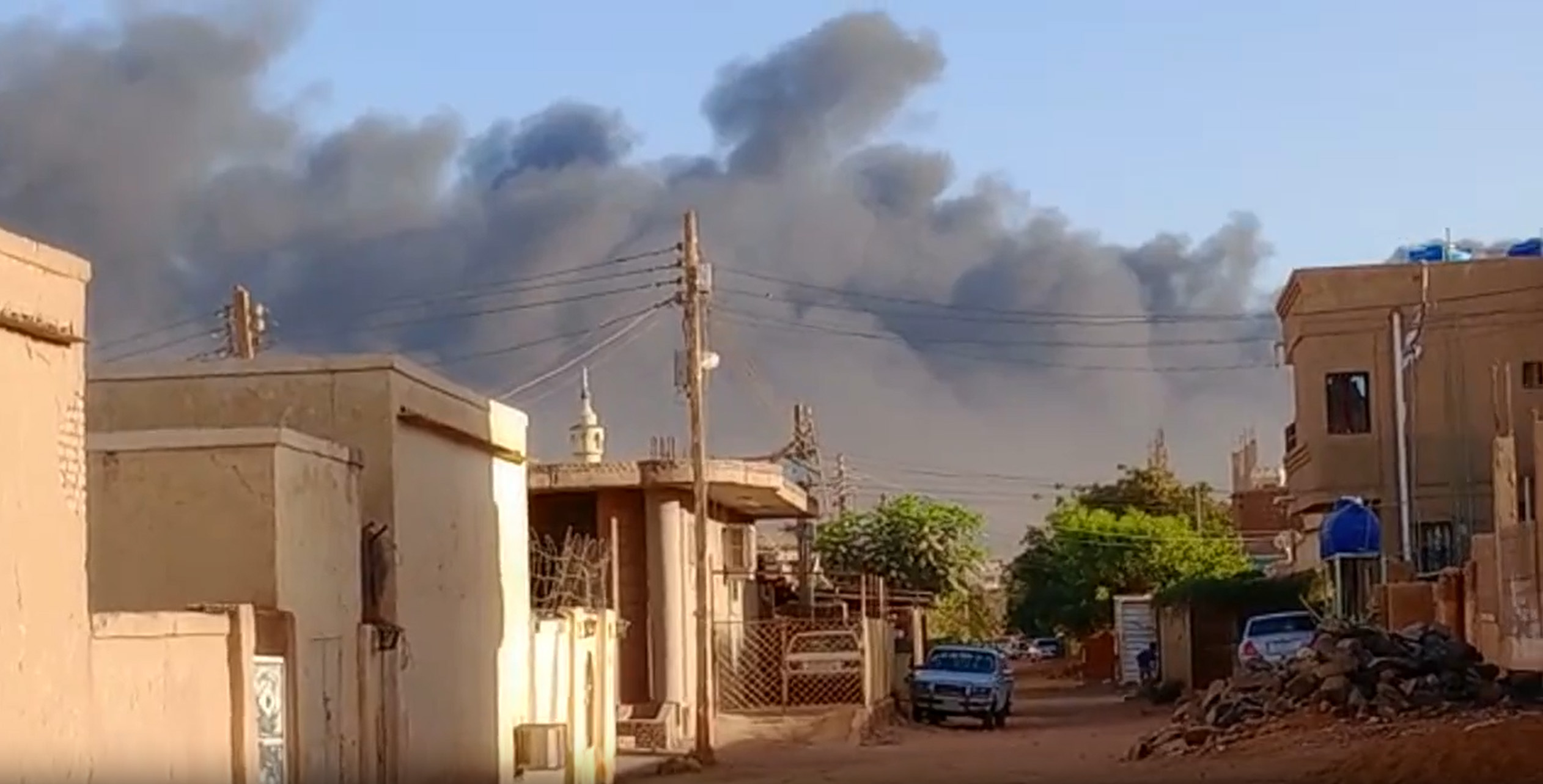 PHOTO: In this screen grab from a video, smoke rises over Khartoum, Sudan, on April 21, 2023.