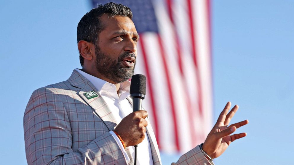 PHOTO: Former Defense Department Chief of Staff Kash Patel speaks during a campaign rally at Minden-Tahoe Airport on Oct. 8, 2022, in Minden, Nevada.  ty Images)