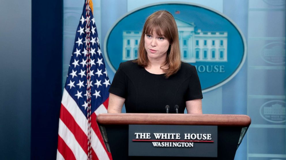 PHOTO: In this March 31, 2022, file photo, White House Communications Director Kate Bedingfield delivers remarks during a daily press briefing at the White House in Washington, D.C.
