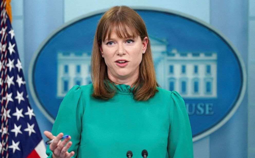 PHOTO: White House Director of Communications Kate Bedingfield speaks during a press briefing at the White House in Washington, March 30, 2022.
