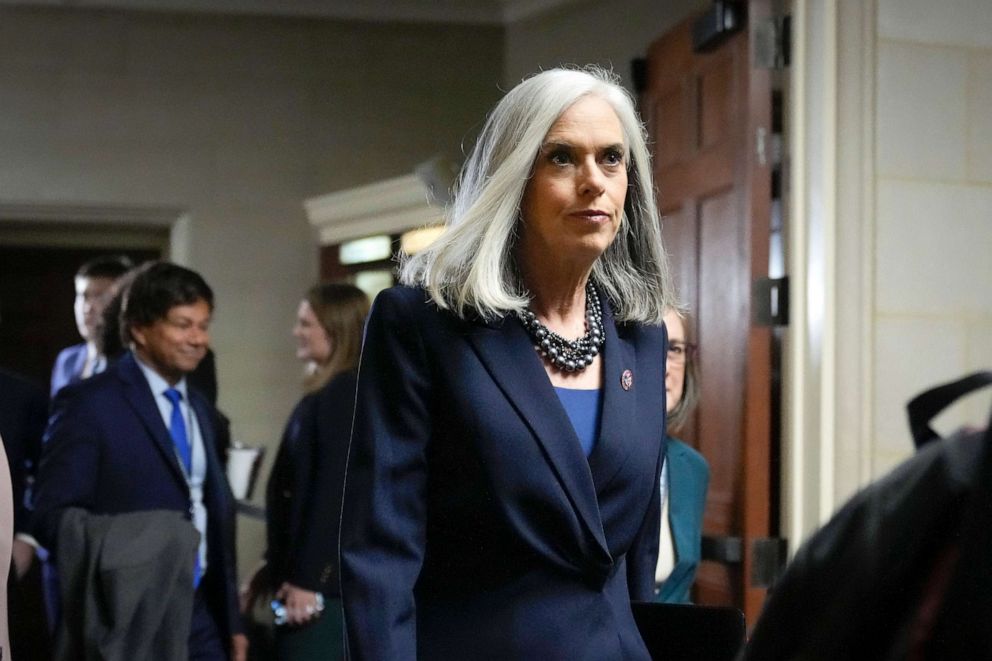 PHOTO: Rep. Katherine Clark arrives for a leadership election meeting with the Democratic caucus in the Longworth House Office Building on Capitol Hill, Nov. 30, 2022 in Washington, DC.